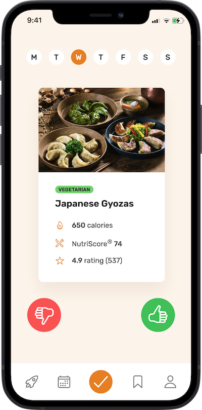 IPhone app meal approving plan